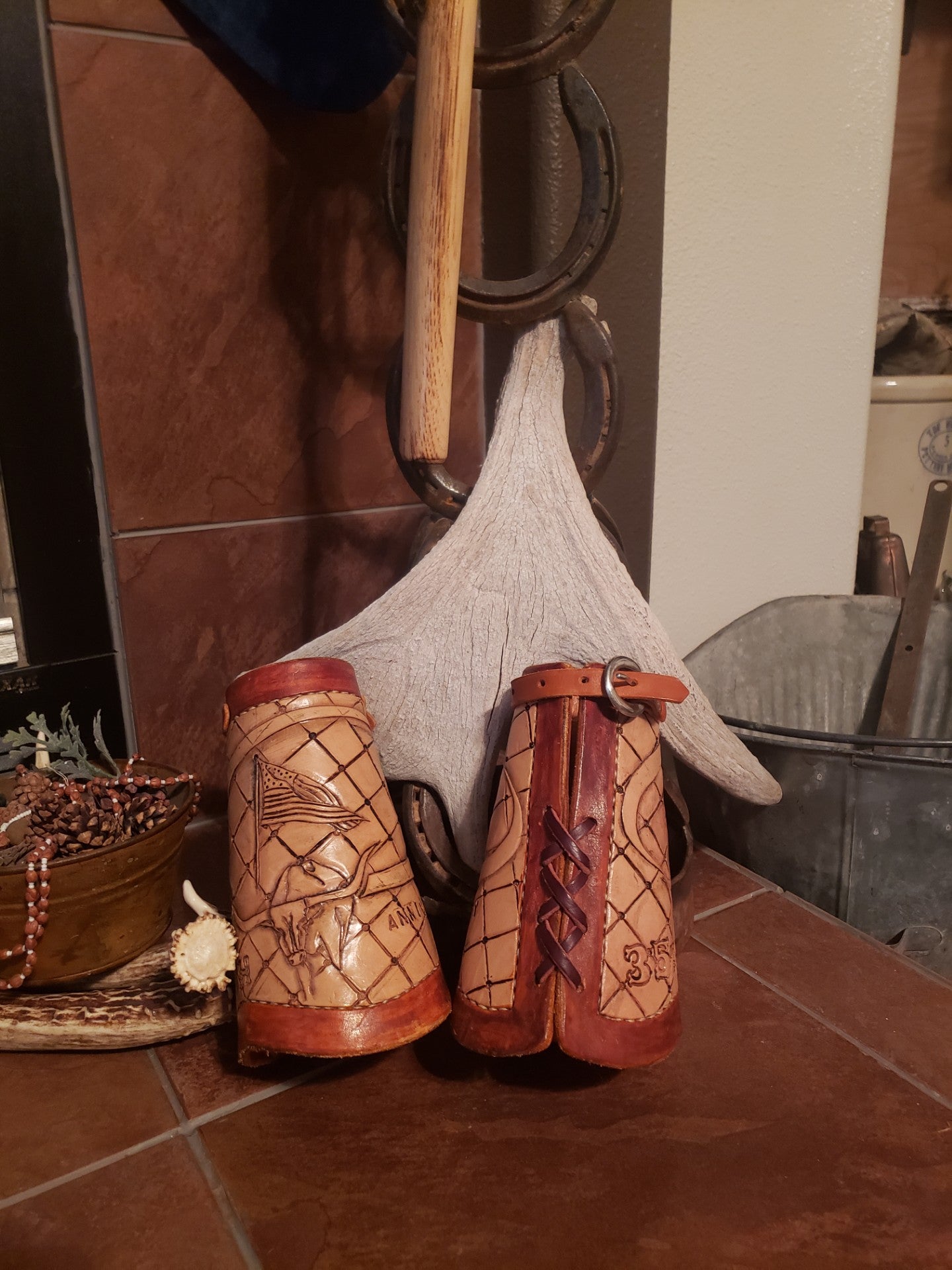 Set of Hand Tooled Leather Cowboy Cuffs - ALL SALES TO BENEFIT ITLA YOUTH