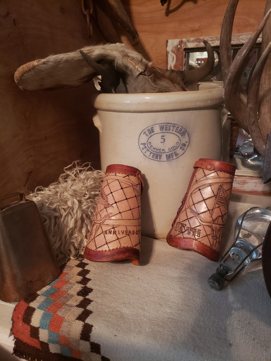 Set of Hand Tooled Leather Cowboy Cuffs - ALL SALES TO BENEFIT ITLA YOUTH